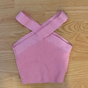 Babaton Pink Cross-Back Crop Top